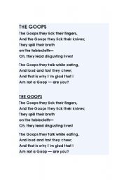 English Worksheet: The Goops