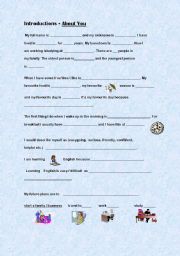 English Worksheet: Introductions - About You