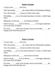 English Worksheet: relative pronouns