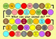 English Worksheet: Animals board game - What can your animal do?