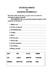 English worksheet: Present simple vs present continuous