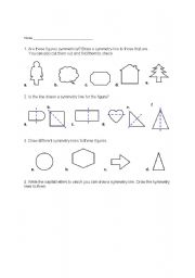 English worksheet: Line of Symmetry