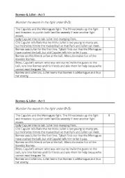 English worksheet: Shakespeare, Romeo & Juliet - Revision of Act 1