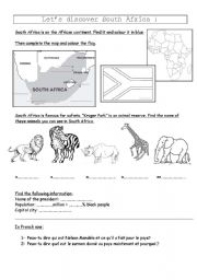 English Worksheet: introduction to South Africa for beginners