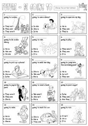 English Worksheet: FUTURE - BE GOING TO (2 PAGES + KEY)