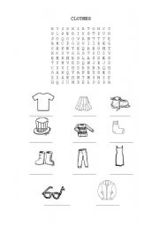 English Worksheet: Clothes Wordsearch