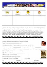 English Worksheet: Synonyms of good, interesting, bad and boring