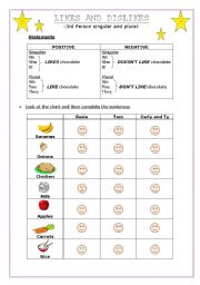 English Worksheet: likes and dislikes 2