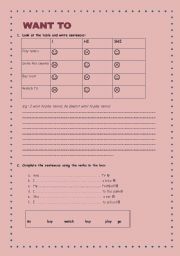 English worksheet: want to