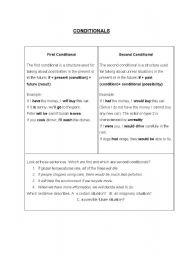 English Worksheet: 1st and 2nd conditionals