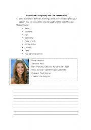English worksheet: Project biography