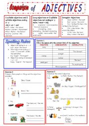 English Worksheet: Comparison of Adjectives.