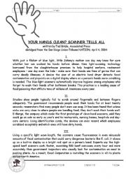 English Worksheet: clean hands unseen