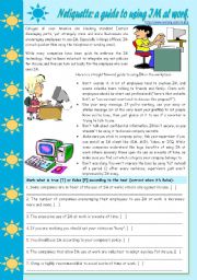 English Worksheet: Netiquette: a guide to using IM at work (reading comprehension, writing, question tags) [5 tasks] KEYS INCLUDED ((3 pages)) ***editable