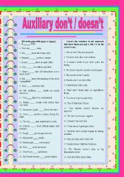 English Worksheet: Auxiliary 