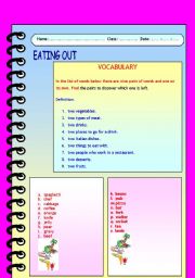 English Worksheet: eating out