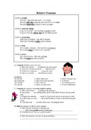 English Worksheet: Relative Pronouns and Clauses