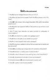 English Worksheet: Quiz on environmental issues
