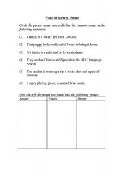 English worksheet: Nouns