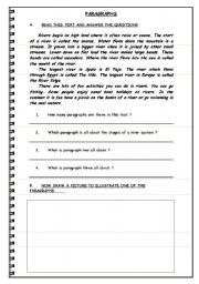 English Worksheet: PARAGRAPHS