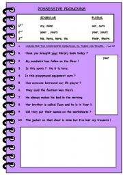 English Worksheet: POSSESSIVE PRONOUNS