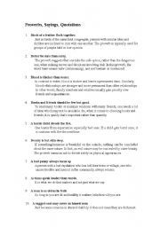 Proverbs Hand- out and Activity