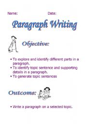 English Worksheet: paragraph writing