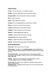 English Worksheet: Vocabulary on Natural disasters and environmental issues.