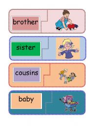 English Worksheet: family word to picture jigsaw