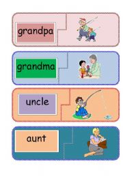 English Worksheet: family word to picture jigsaw 1