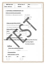 English Worksheet: listening test