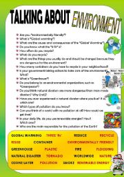 English Worksheet: TALKING ABOUT ENVIRONMENT