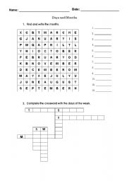 English Worksheet: Days and Months