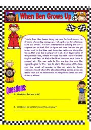 Comprehension and Grammar (Using Contractions) - When Ben Grows Up