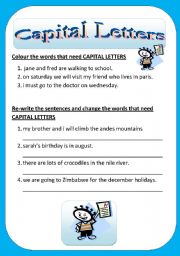 English Worksheet: Capital Letters