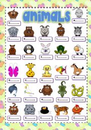 English Worksheet: Cute animals