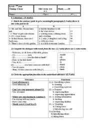 English Worksheet: mid-term test 2 for 7th