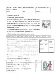 English Worksheet: mid term test 2 for the 7th
