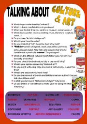 English Worksheet: TALKING ABOUT CULTURE & ART