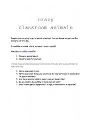 English worksheet: Crazy Classroom animal