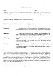 English Worksheet: ITALIAN RENAISSANCE, social studies