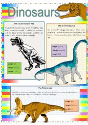 English Worksheet: Dinousaurs - 4 pages