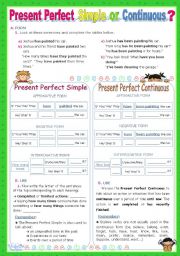 English Worksheet: Present Perfect   Simple  or   Continuous?   - An Inductive Approach