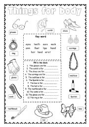 English Worksheet: Things For Body