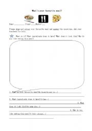 English worksheet: Whats your favourite meal?