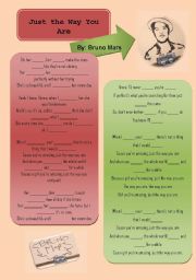 English Worksheet: Just The Way You Are [Bruno Mars] - Editable