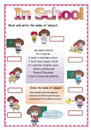 English Worksheet: In school