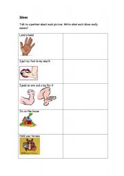 English Worksheet: Idioms
