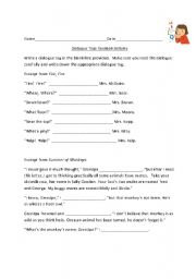 English worksheet: Dialogue Tags Cloze Revision Worksheet