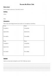 English worksheet: General Movie Worksheet